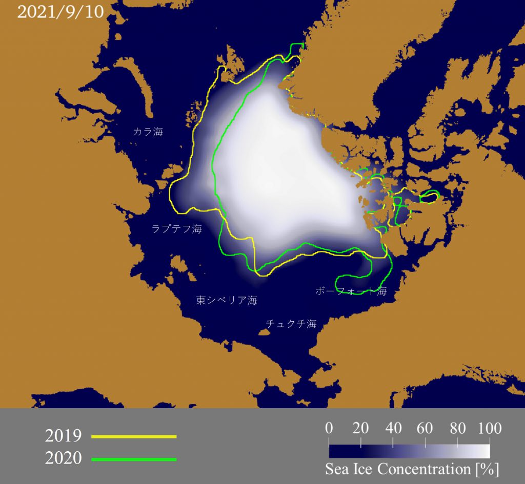 Predicted sea ice distribution on September 10, 2021.