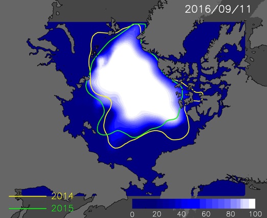 今年9月11日の海氷分布予測図
