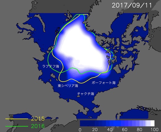 今年9月11日の海氷分布予測図