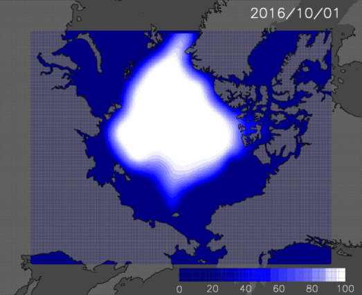 今年10月1日から11月30日までの海氷分布