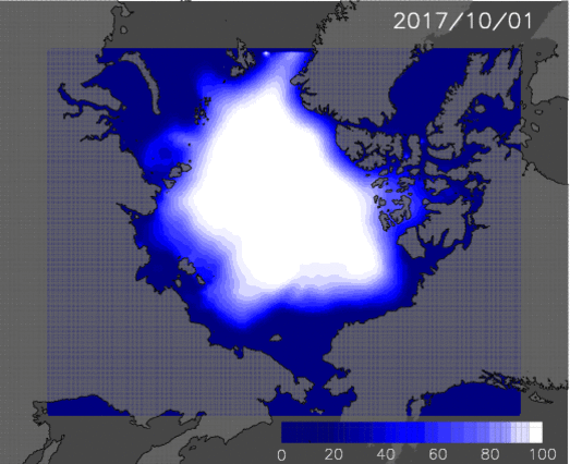 今年10月1日から11月30日までの海氷分布