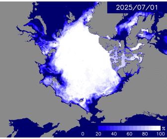 Animation of predicted Arctic sea ice extent from the July 1 to the September 27.