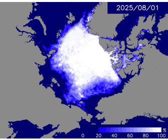 Animation of predicted Arctic sea ice extent from the July 1 to the September 27.